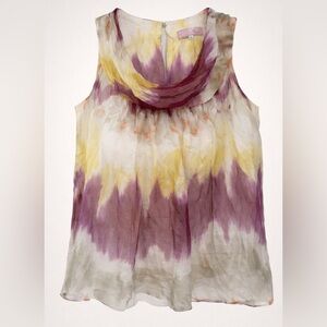 Promises Silk Sleeveless Cowl Neck Blouse | Tie-Dye Print | Size M